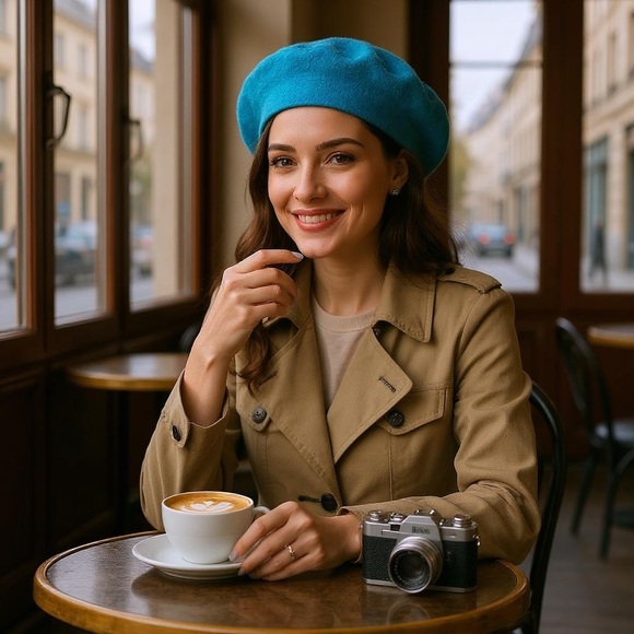 Turquoise Wool Nylon Beret Essential